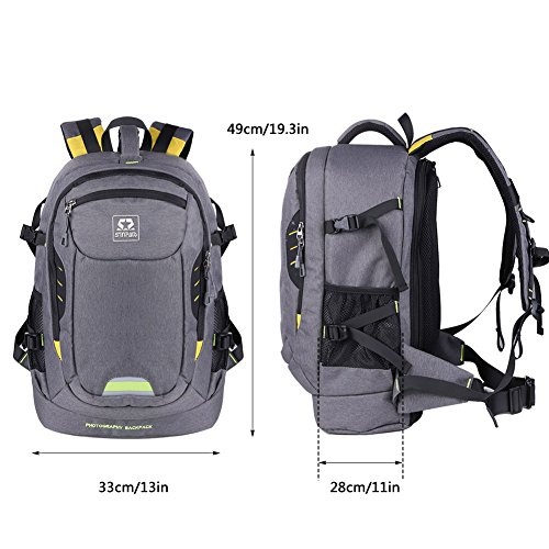 Sac    Dos Oxford Grande Capacit   Anti-choc   tanche Sac de Appareil Photo DSLR avec Rembourrage Int  rieur et Couverture de Pluie pour Canon Nikon Sony Nikon Olympus Samsung  Gris 