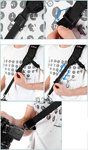 Fomito Focus F-1  Sangle pour appareil photo rapide Rapid   paule Sling Ceinture sangle de cou et 3  pcs Vis support de fixation pour appareil photo DSLR SLR DV  Noir pour Canon Nikon Sony Olympus Pentax DSLR 