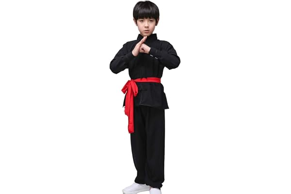 QQI Uniforme de Tai Chi pour Garçons et Filles, Vêtements Arts Martiaux pour Enfants, Unisexe Vêtements Tai Chi à Manches Longues, Costume de Performance de Chinoise Kung-fu