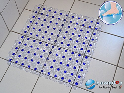 DUSCHWANNENEINLAGE DUSCHMATTE BADMATTE DUSCHEINLAGE QUADRATISCH ANTI RUTSCH MATTE (Blau)