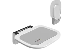 Heuffe Sedia Doccia Sottile Ergonomica Pieghevole a Muro - 180kg Portata Max Antiscivolo, per Anziani e Disabili, Bianco