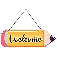 FaCraft Welcome Sign for Classroom 4" x 12" Welcome Door Hanger Sign for Classroom Decorations First Day of School Welcome Sign for Preschool Elementary Middle School Teacher Appreciation Gifts