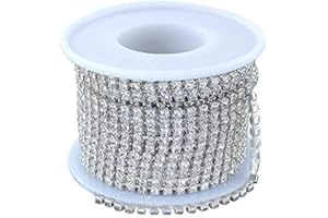 KISSPAT strass da cucire, 10yard 2.8mm Cristallo Strass Catena, Artigianato da Cucire di articolazione,catena di strass trasparenti per Gioielli mestiere di Cucito Fai da Te Decorazione di nozze