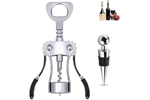 Ventdest Wing Corkscrew Wine Bottle Opener with Bottle Stopper, Premium Corkscrew Cork and Cap Bottle Opener for Waiters Wine Enthusiast