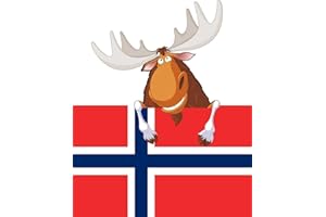 Michael & Rene Pflüger Barmstedt - 10x8 cm - Premium Auto Aufkleber Fahne Flagge von Norwegen mit lustiger Elch Moose elk Sticker Motorrad Biker Roller Mofa