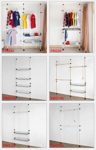 SoBuy® Teleskop Garderoben System mit 2 Stangen, Kleideraufbewahrungssystem, Regalsystem, FRG109 - 8