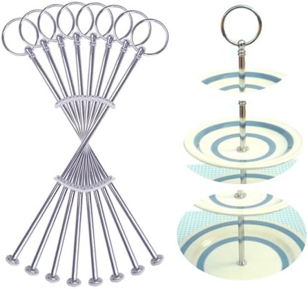 KCCB039 New 8 Set 2 or 3 Tier Detail Silver Round Cake Plate Stand Stands Handle Fittings Ceramic Vintage Style Party for Tea Shop Room Hotel Holder Display