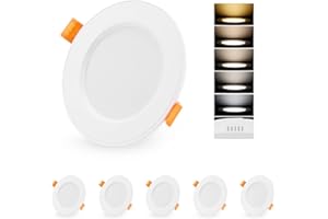 ‎LEELIKE Leelike 5x 7W LED Einbaustrahler 230V mit 5 einstellbaren Farbtemperaturen 3000K/4000K/4500K/5000K/6500K, IP54 LED Spots Dimmbar, Ausschnitt 78-102mm, 600 Lumen LED Einbauleuchten