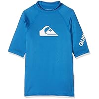 Quiksilver All Time 8-16 Camiseta de Manga Corta UPF 50 Rashguard, Niños, Azul (Ombre Azul Kentin), XL/16