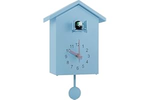 Gatphy Wanduhr mit Pendel, Kuckucksuhr, Kuckucksuhr mit Kuckucksuhr, modern, praktisch, batteriebetrieben, Dekoration für Schlafzimmer, Büro, Schule, Geschenk (blau)