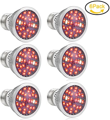 Jpodream 9W LED Grow Light , 140 Degree LED Grow Light Bulbs for Greenhouse, Bonsai and Hydroponic Garden, Full Spectrum Indoor Garden Growing Lamps with Wide Area Coverage, AC85-265V, Pack of 6