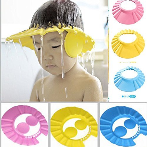 Clotjsfab New Adjustable Safe Soft Bathing Baby Shower Cap Wash Hair for Children - Multi Color