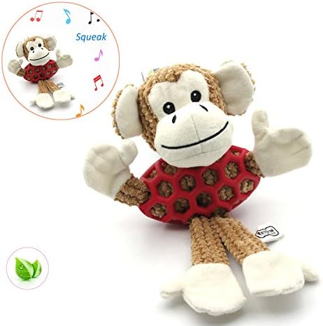 EETOYS Animal Collection Tough Low Stuffing Interactive Dog Squeaky Plush Toy for Your Tiny Small Puppy Dog Monkey