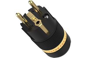 Tertullus Wtyczka Schuko, czysta miedź, pozłacana wtyczka z zestykiem ochronnym, HiFi, wtyczka sieciowa VE501G, wtyczka Schuko 16 A, 250 V AC, przeznaczona do kabli o średnicy do 19,0 mm