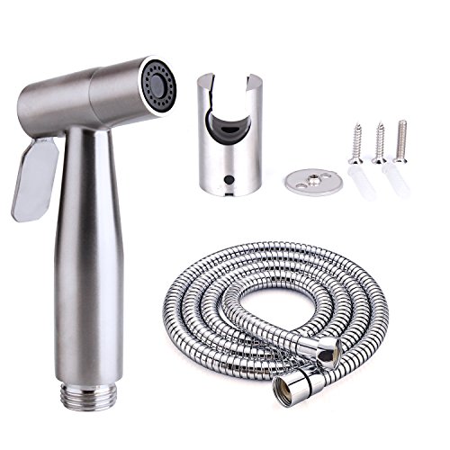Ctbd Hand Bidet Sprayer Edelstahl Douche Sprayer Shattaf Toilette Bad Handbrause Düse Kopf Set mit 49-Zoll-Schlauch und Halterung Halter