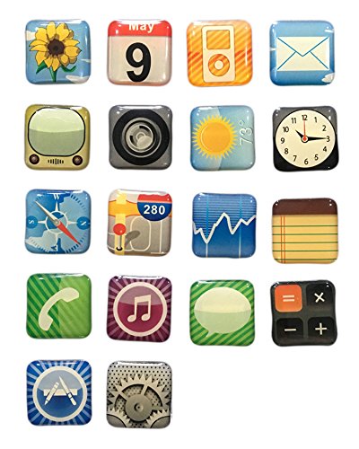 Haft-Magnete im App Design Kühlschrank-Magnete iPhone, iPad Apps Super-Magnete für den Edelstahl Kühlschrank, Magnettafel, Magnetwand 18-teilige Deko-Magnete 2x2x0,2 cm kleine bunte Neodym Magnete - 2