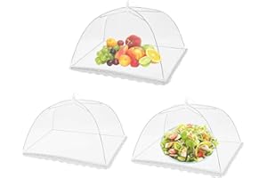 DDSHUN 3 Pack Food Cover Mesh Screen and Collapsible Umbrella Reusable Tents for Parties Picnics BBQs Outdoors Net Pop up Covers Cake Storage Tent Keep Out Flies Bugs Mosquitoes - 14 Inch