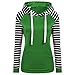 Produktbild Berimaterry Mode Frauen-beiläufige Lange Hülse mit Kapuze Streifen-Farben-blockierendes Sweatshirt Tops Pullover Hutband