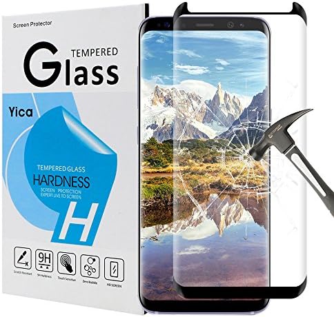 Galaxy S8 Screen Protector,Yica 9H Hardness Tempered Glass Screen Protector Ultra HD Clear Anti-Scratch Curved Edge for Samsung Galaxy S8