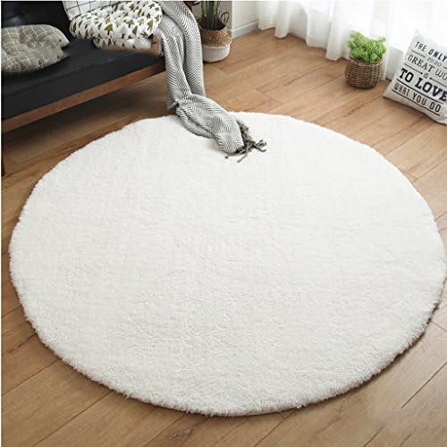 YLMD Modern minimalist circular household solid color carpets, coffee table living room dining room cushions , bedroom bedside rugs, children's pet mats, elegant casual yoga mat ( Color : White )