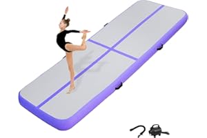 KIKILIVE Maty do tumblingu, 10 cm grubości maty treningowej, 2 m długości, nadmuchiwana mata gimnastyczna, mata gimnastyczna z pompką, gimnastyka artystyczna