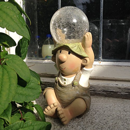 Gnom-Kunstharz-Figur, Gartenfigur mit solarbetriebener Beleuchtung, farbwechselnde Leuchtkugel - 2