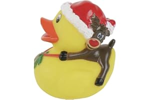 MIK funshopping Kaczka kąpielowa, piszcząca kaczka do wanny (kaczka czapka bożonarodzeniowa z reniferem)