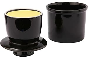 MYGRTFAM Ceramic Butter Crock with Water Line, Butter Keeper for Soft Butter, French Butter Dish with Lid, Housewarming Gift (Black, 6 oz)