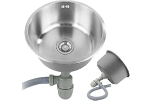 HUOLE Évier de cuisine encastrable en acier inoxydable 1 cuve avec égouttoir réversible,Petit évier en acier inoxydable 304, Evier inox de cuisine,1 bac, d'évier de camping (41 * 41 * 20cm)