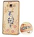 Produktbild Samsung Galaxy J3(2016)/J3(2016) Duos/J320 Hülle Silikon Transparent Durchsichtig,Samsung Galaxy J3(2016) Hülle Glitzer,Ultra Slim TPU,Blume Schmetterling Schutzhülle Muster Glänzend Strass Kristall Diamant Stoßdämpfend Schutz Handy Hülle Crystal Ring Case Back Cover Tasche[Gold Linie,Blau Ständer Pfau ]