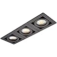 Xeno Matt Black Indoor Ceiling Lights - Mains Powered Triple Boxed Downlights - Recessed GU10 Spotlights - Adjustable Tilt GU10 LED Compatible Lamps