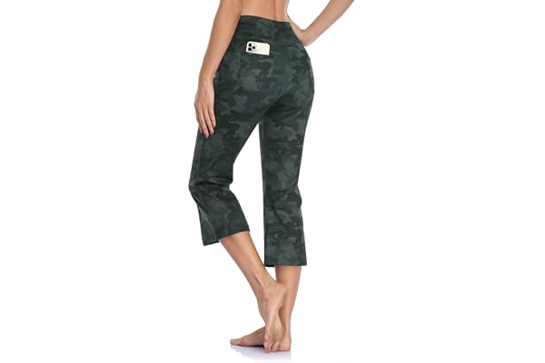 MOVE BEYOND Pantalon et Pantacourt de Yoga Bootcut avec 4 Poches pour Femmes Pantalon Bootleg de contrôle du Ventre