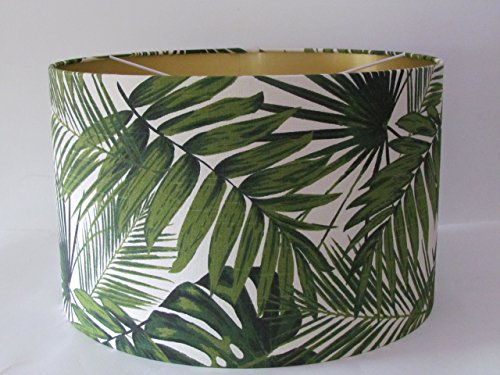 Handmade Botanical Palm Leaves Drum Lampshade Lightshade Choice of Brushed Vinyl Lining