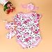 JACKY 3pcs Floral Romper Bodysuit+headband+Shoes Sets Clothes (Large)