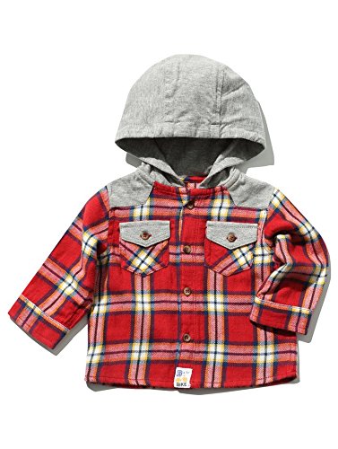 M&Co Baby Boy Check Hooded Shirt Baby Boy Hoody Red 18/24 Mnth