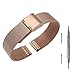 Produktbild Pinhen Uhrenarmband 14mm Edelstahl 14mm Schnellspanner Armband Mesh Metall Edelstahl Uhrenarmband Ersatzband Metallband Armband für ASUS ZenWatch 3/ Pebble Time Round (Rose)