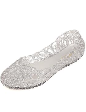 SUNAVY Damen Hohl Flach Gelee Sandalen Bird-Nest Ballett Weich Plastik Schuh (EU35 - EU40)