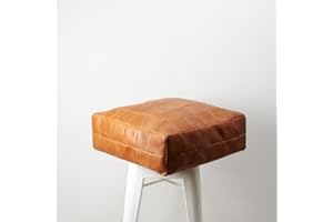 MARRAKESH STYLE Bequemer Ottoman-Sitzhocker aus Leder, handgefertigt, ungefüllt, marokkanischer Sitzsack, quadratisch, ideal für Wohnzimmer, Schlafzimmer, Kinderzimmer, luxuriös, quadratisch, Braun