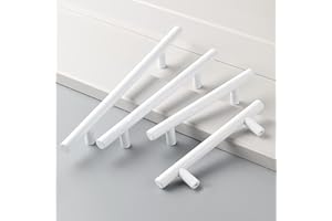 BOOLSFMAM 4 Pezzi Maniglie per Mobili, Ø12mm Bianco Maniglie Armadio da Cucina in Alluminio, Distanza fori 128mm,Maniglie per Armadietto Cassetto Armadio Porta,Maniglie Cameretta