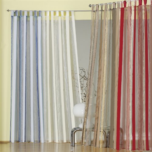 Gardinen Schlaufenschal Vorhang Effektorganza mit Webstreifen, Farbe Champagner, Höhe 235cm x Breite 130cm Typ127