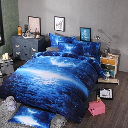 NccnToo 3D Nebula Galaxy Stars Pattern Duvet cover set Print Effect Quilt Bedding Set Poly Cotton , xk008 , 1.8 fitted