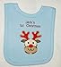 Christmas Reindeer Applique Personalise Bib. (White)