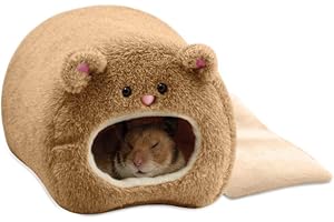 Fliyeong Premium Quality Pet Hamster Bed Rats Hamster Winter Warm Hanging Cage Hammock Cute Bear House with Bed Mat for Small Furry Animals Pet Supplies