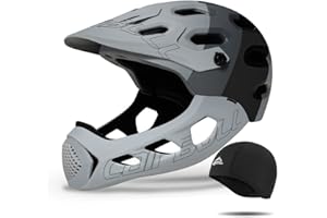 DIRERTYS Lightweight Mountain Cross-country Bicycle Full Face Helmet Detachable Chin Guard, Extreme Sports Safety Helmet, for MTB, BMX, Skateboard, 58-62CM,Black