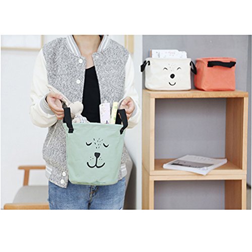 Inwagui Stoff Aufbewahrungsbox aus Baumwolle 2 Stück Aufbewahrungsbox, Aufbewahrungskorb aus Stoff Für Badezimmer Haushalt-Grün - 5