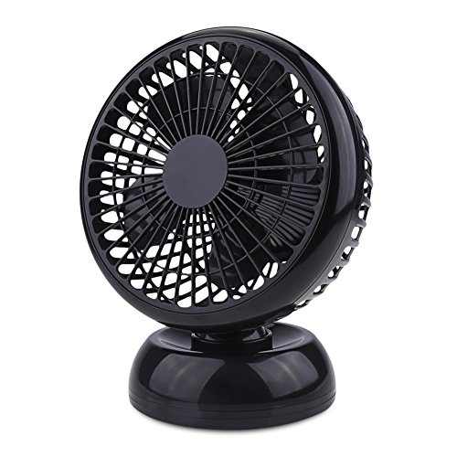 USB Ventilator Fochea Tischventilator Mini Lüfter Kraftvoller und Geraüscharmer mit Einziehbarem USB-Kabel ,Justierbarem Winkel und 2 Geschwindigkeitsstufen für Zu Hause, Büro und Schreibtisch,Schwarz