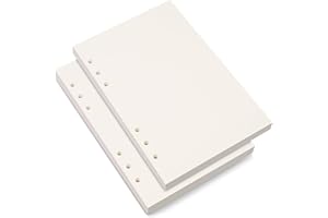 BIDPONDS A5 Blanko-Papier, Nachfüllpapier, 6-Fach Gelocht für Planer, Notizen, 80 Blatt/160 Seiten, 14 x 21 cm, Beige (2)