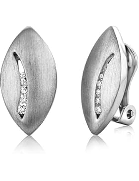 Miore Damen-Ohrclip 925 Sterling-Silber matt mit Zirkonia
