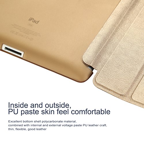 Hülle für iPad 2 / iPad 3 / iPad 4 CICMOD® Smartcover Case Tasche Schutzhülle Etui Auto Aufwachen/Schlaf Funktion mit Multi Ständer und Anti-Stoß weiche TPU Rückseite (Gold) - 7