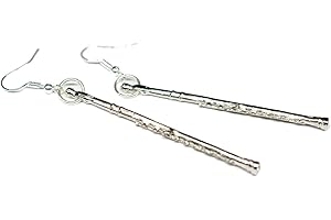 Miniblings Querflöten Flöten Ohrringe - Handmade Modeschmuck I 6cm silber Instrument - Ohrhänger Ohrschmuck versilbert